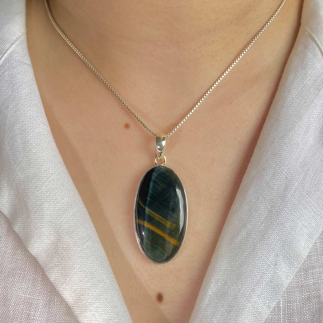 Blue Tiger Eye Pendant-(BTE-P-15.)